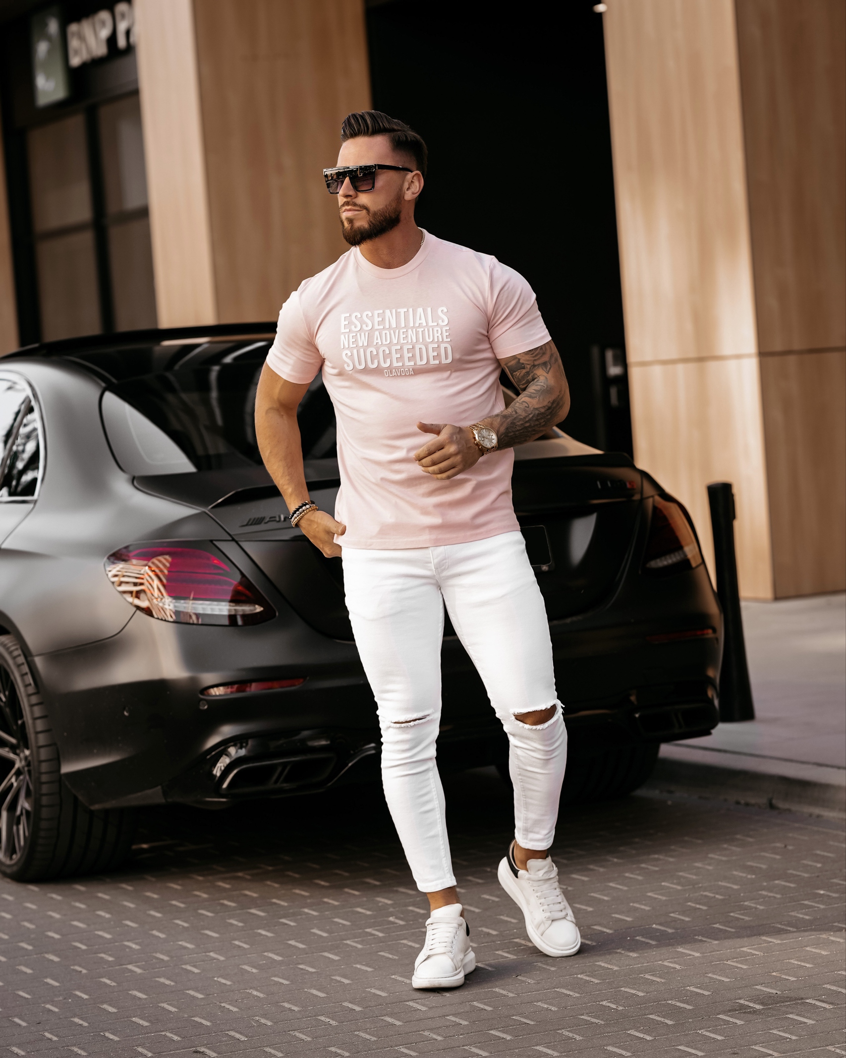 T-shirt bawełniany męski Chris Ola Voga różowy T-shirt bawełniany męski Chris Ola Voga różowy