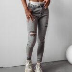 Spodnie jeansowe z przetarciami Nela 267E Ola Voga szare