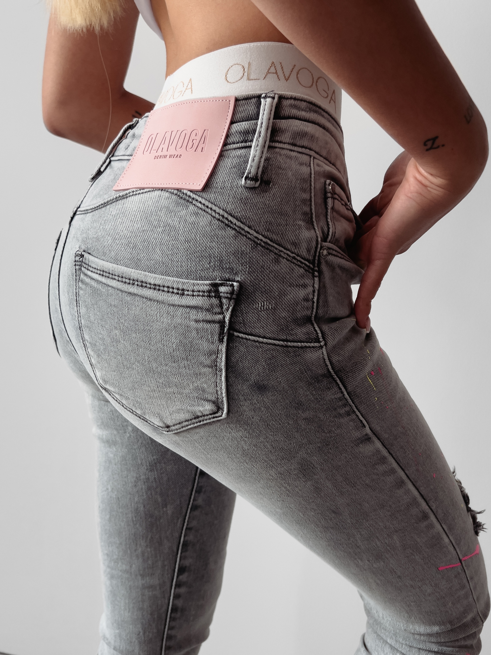 Spodnie jeansowe z przetarciami Nela 267E Ola Voga szare Spodnie jeansowe z przetarciami Nela 267E Ola Voga szare