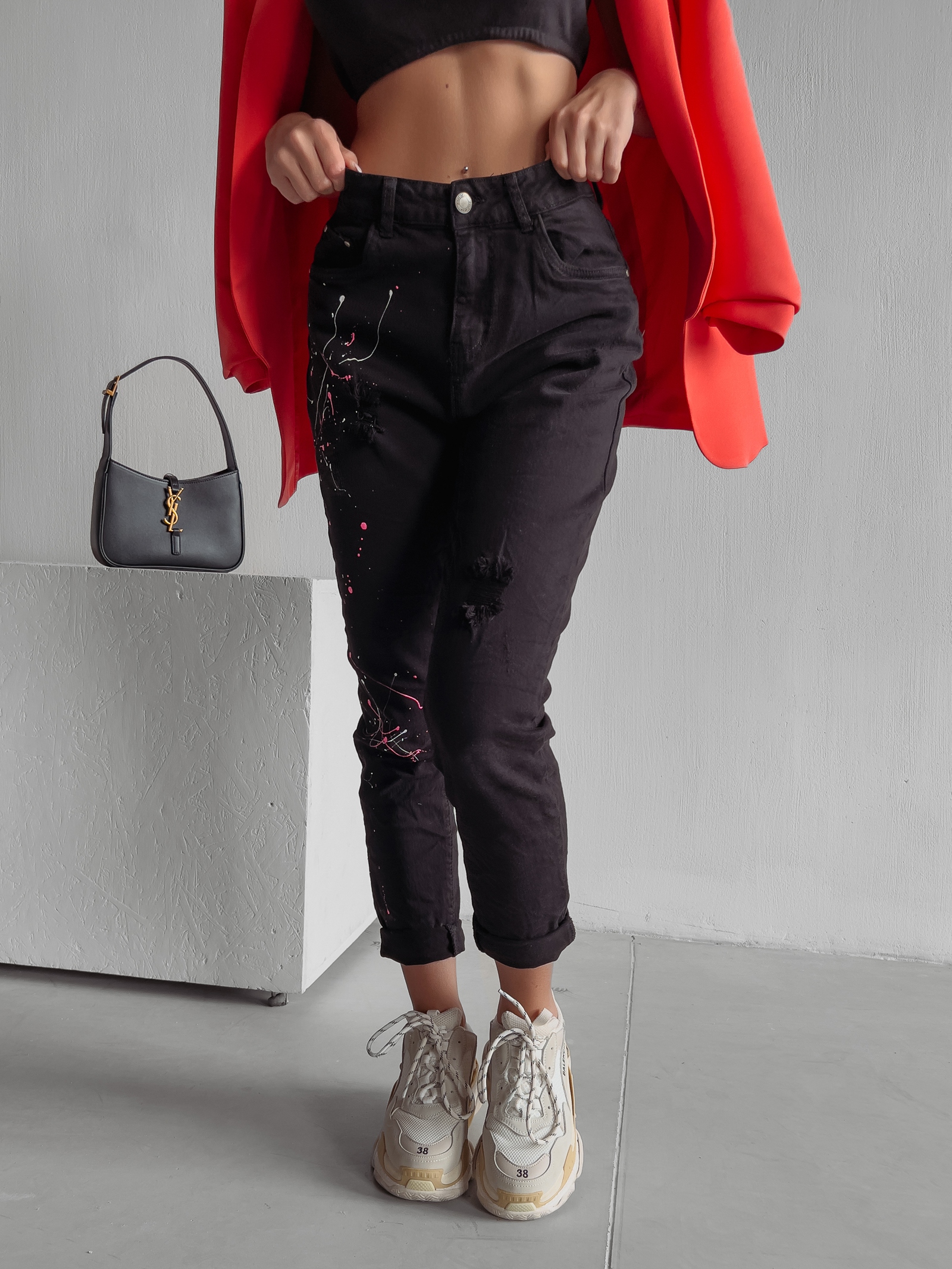 Spodnie jeansowe mom fit Cuba 1013 Ola Voga czarne