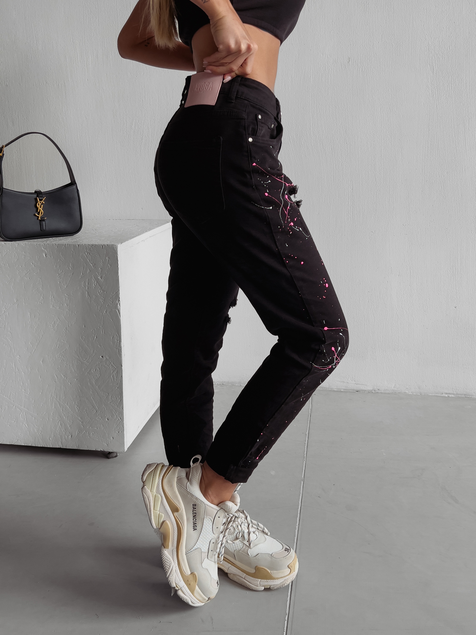 Spodnie jeansowe mom fit Cuba 1013 Ola Voga czarne