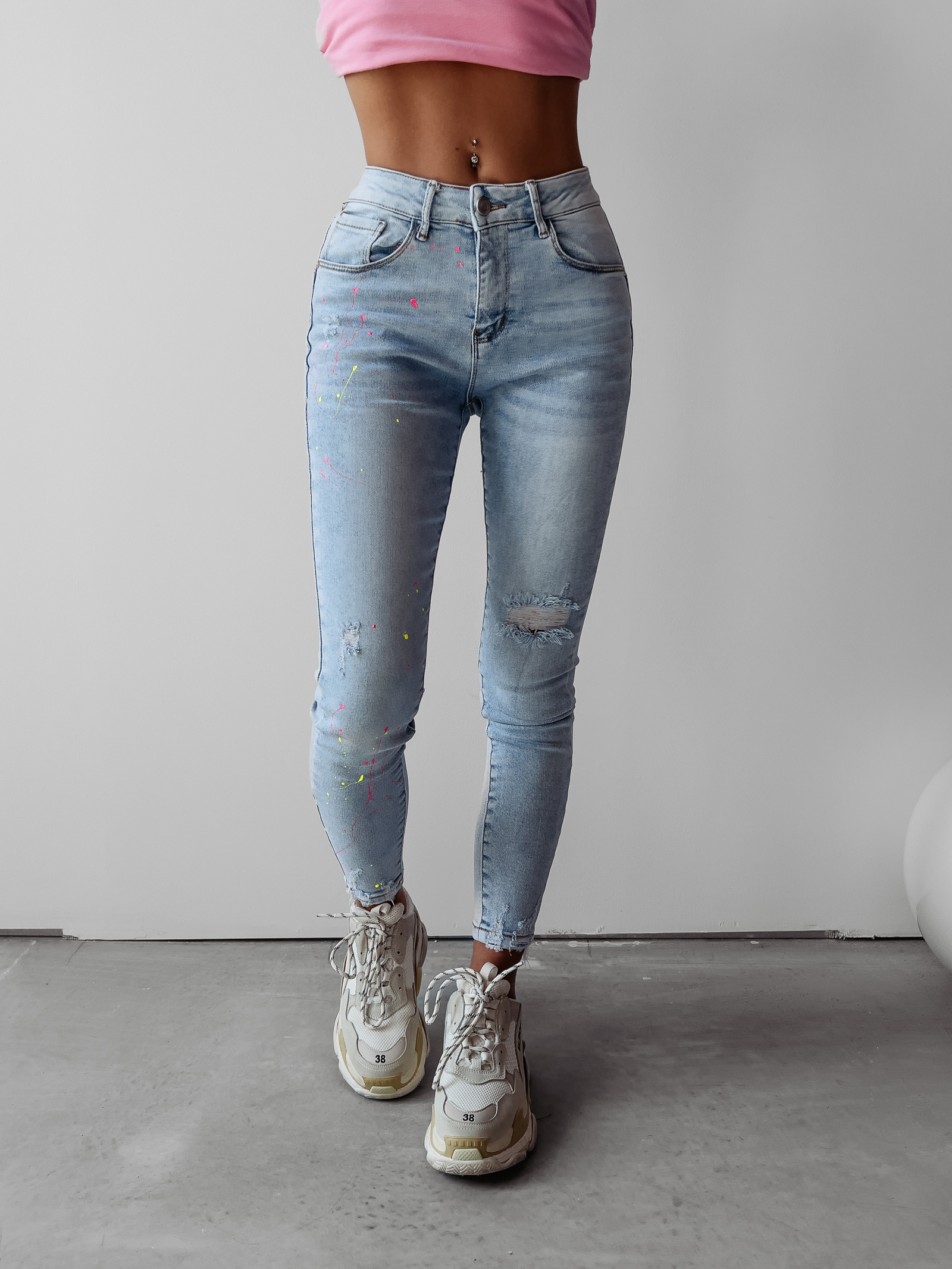 Spodnie jeansowe skinny Calis 8588 Ola Voga niebieskie