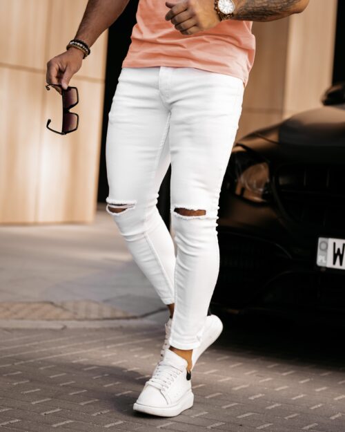 Spodnie jeansowe męskie Morso Ola Voga białe