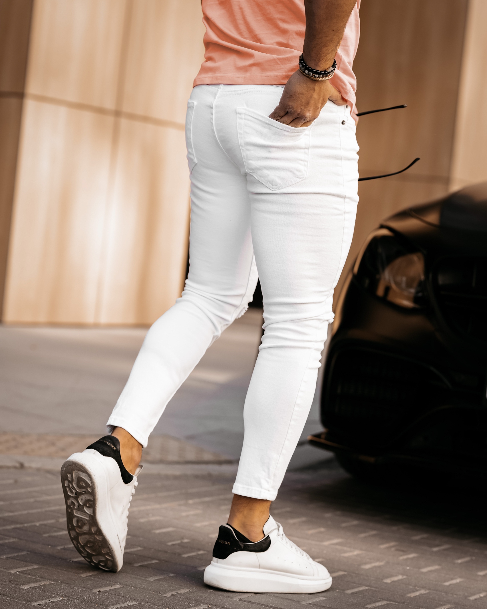 Spodnie jeansowe męskie Morso Ola Voga białe