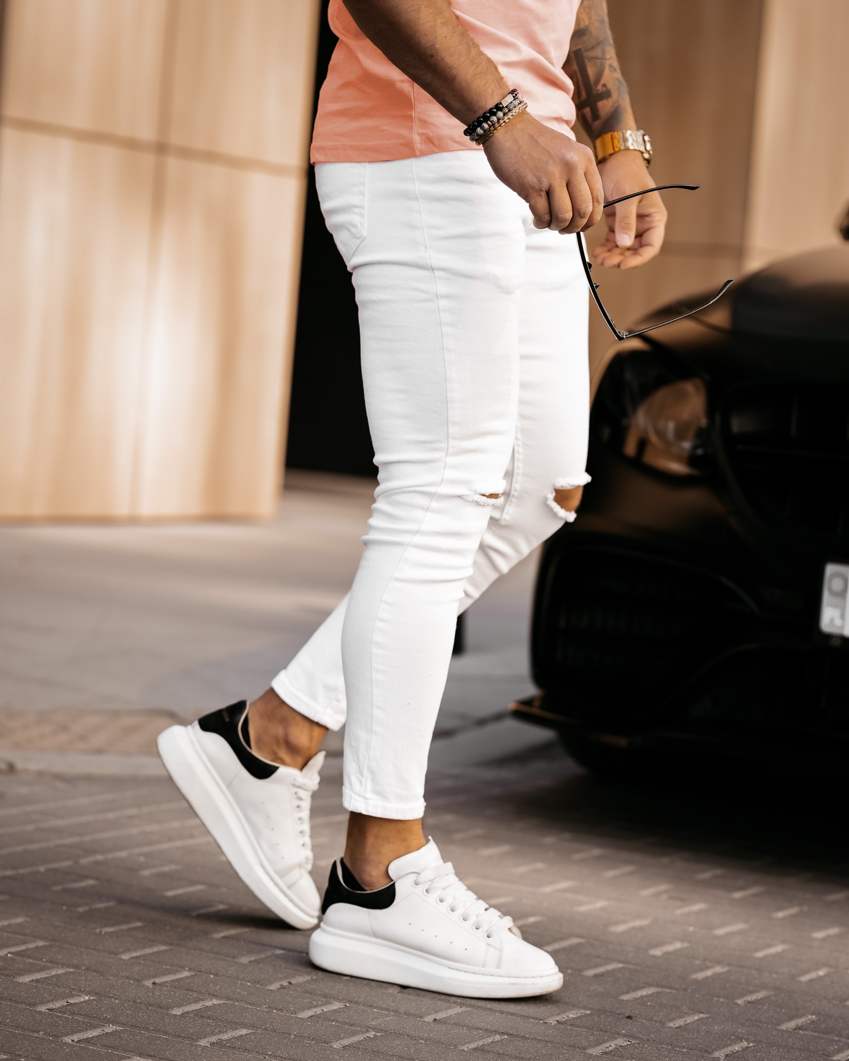 Spodnie jeansowe męskie Morso Ola Voga białe