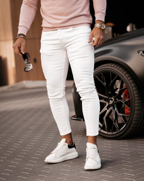 Spodnie jeansowe męskie slim fit Zeno Ola Voga białe