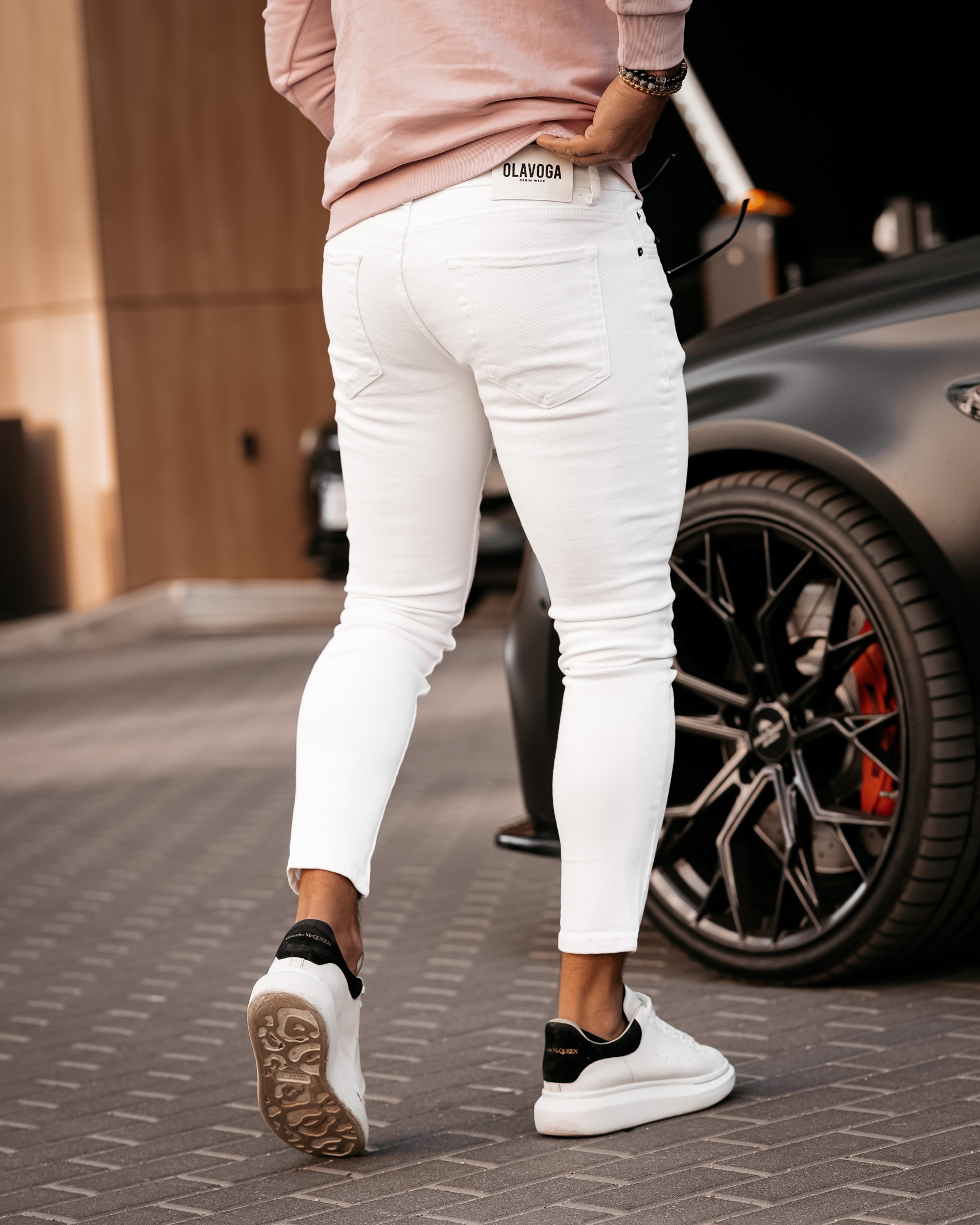 Spodnie jeansowe męskie slim fit Zeno Ola Voga białe