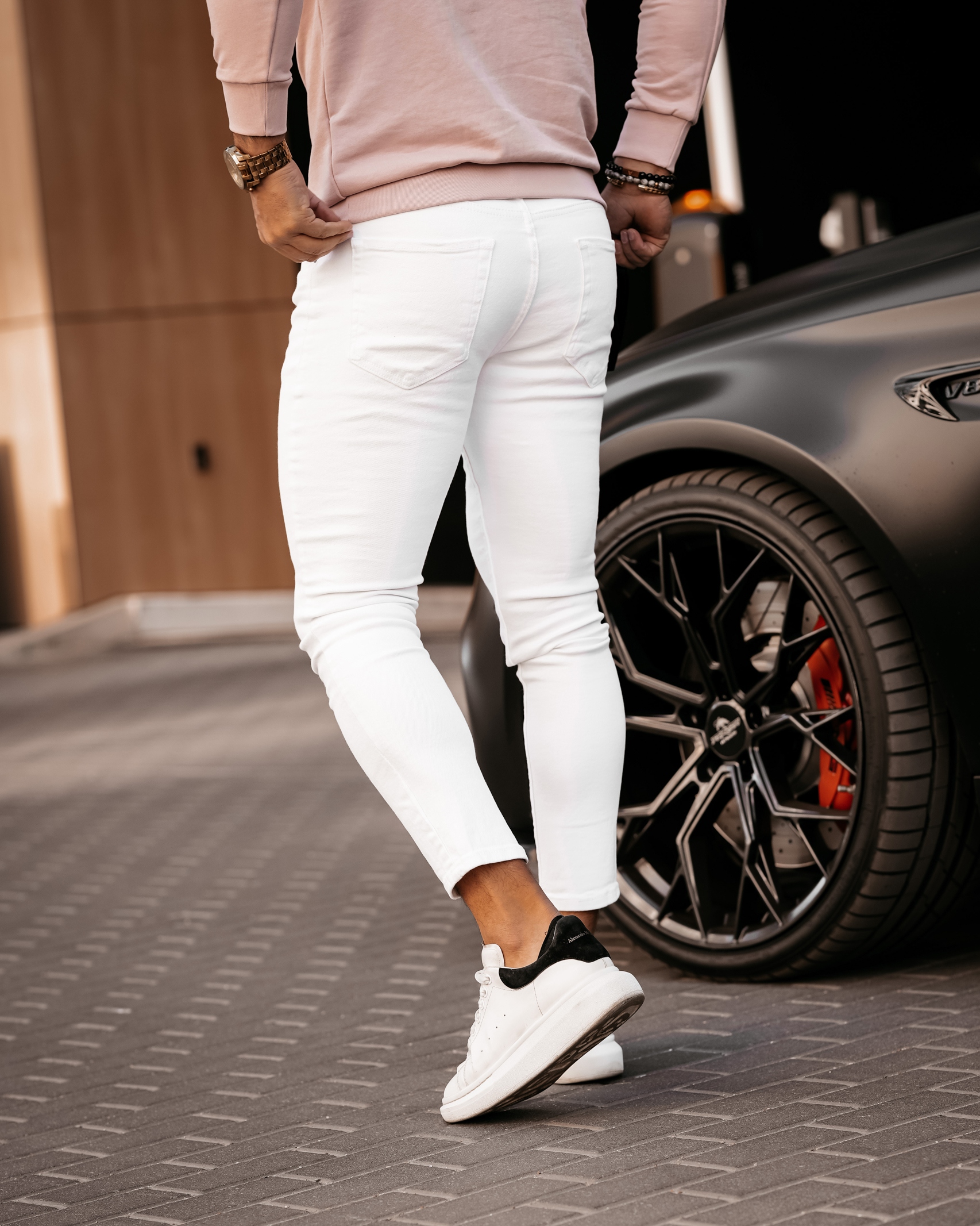 Spodnie jeansowe męskie slim fit Zeno Ola Voga białe