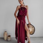 Sukienka maxi wyszczuplająca Sorel Ola Voga bordowa