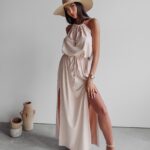 Sukienka maxi wyszczuplająca Sorel Ola Voga pudrowy róż