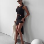 Komplet prążkowany Kelly Ola Voga czarny