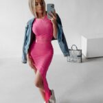 Komplet prążkowany Kelly Ola Voga amarantowy