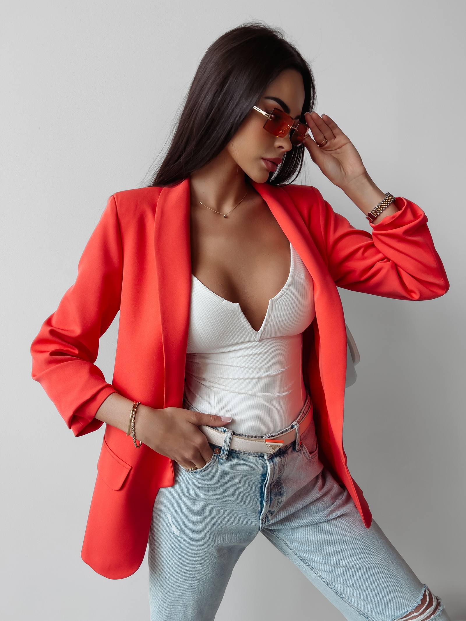 Marynarka klasyczna Ateria Ola Voga koralowa