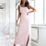 Sukienka Madam Adra Maxi pudrowy róż