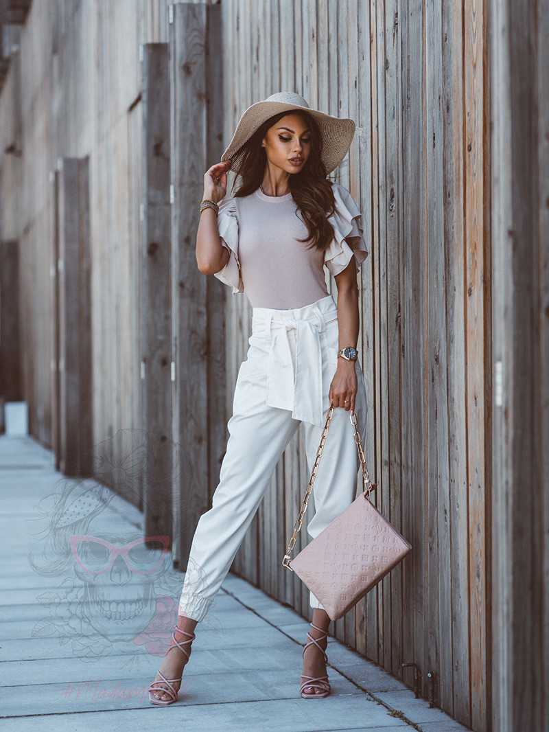 Spodnie chinosy Greti śmietanowe