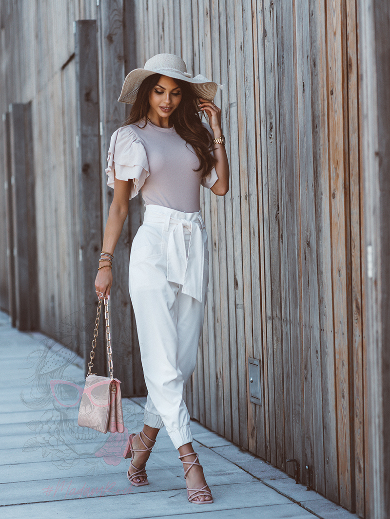 Spodnie chinosy Greti śmietanowe