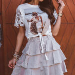 Koszulka z koronką Mihos śmietankowa