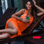 Sukienka ażurowa letnia Resort pomarańczowa