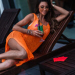 Sukienka ażurowa letnia Resort pomarańczowa