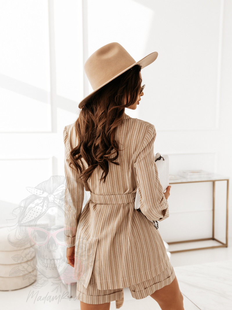 Komplet wiosenny w paski Casuals beżowy