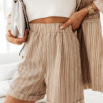 Komplet wiosenny w paski Casuals beżowy