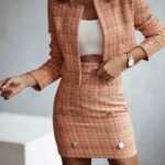 Komplet tweedowy Rellation pomarańczowy