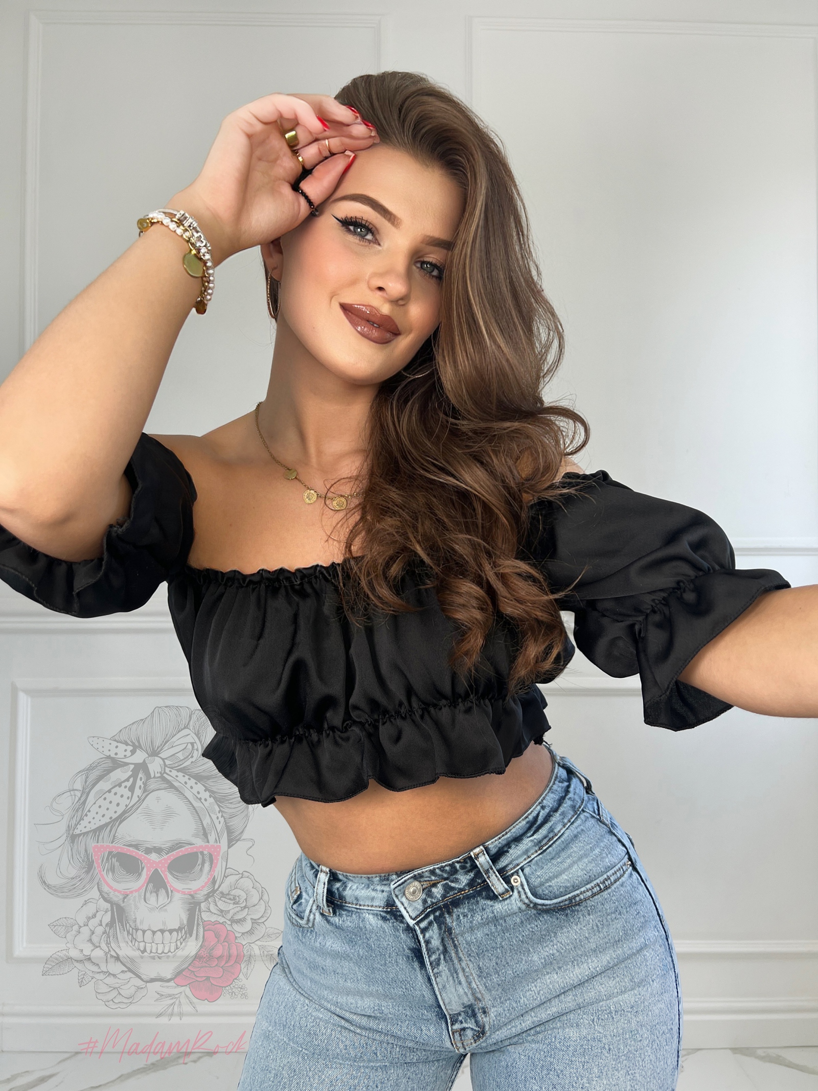 Top satynowy Minis czarny