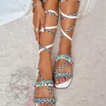 Sandały wiązane Madam DelMar II białe