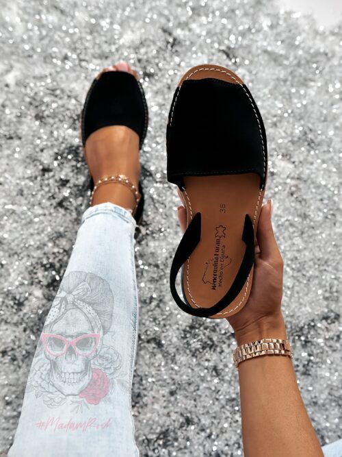 Sandały płaskie skórzane Madam Boso czarne