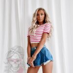 Top prążkowany Zaff biały w różowe paski