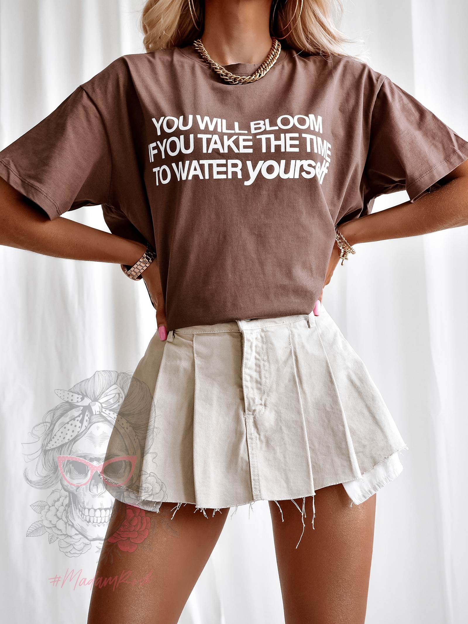 T-shirt oversize Yourself brązowy T-shirt oversize Yourself brązowy