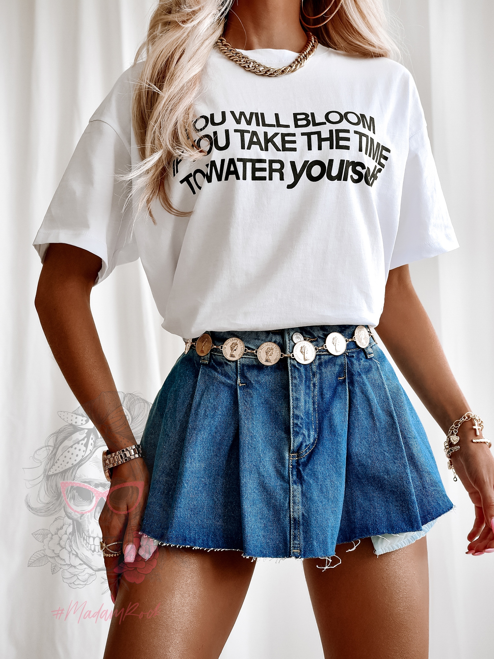 T-shirt oversize Yourself biały