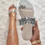 Klapki japonki Madam Oves srebrne