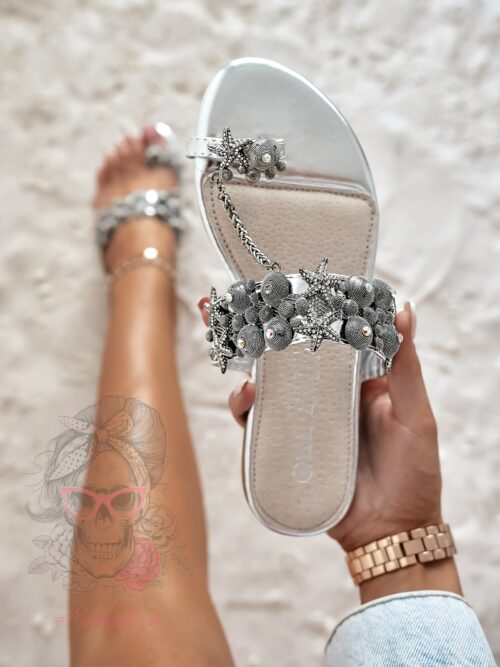 Klapki japonki Madam Oves srebrne