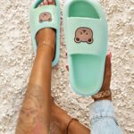 Klapki z misiem Madam Mibi miętowe