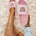 Klapki z misiem Madam Mibi pudrowe