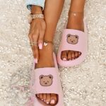 Klapki z misiem Madam Mibi pudrowe