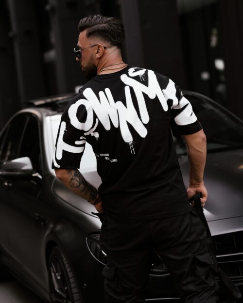 T-shirt bawełniany męski z nadrukiem Bart Ola Voga czarny