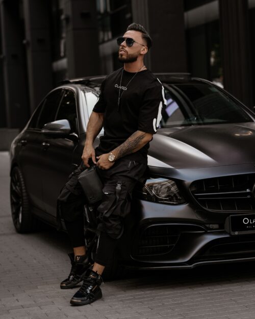 T-shirt bawełniany męski z nadrukiem Bart Ola Voga czarny