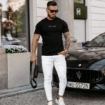 T-shirt bawełniany męski Slogen Ola Voga czarny