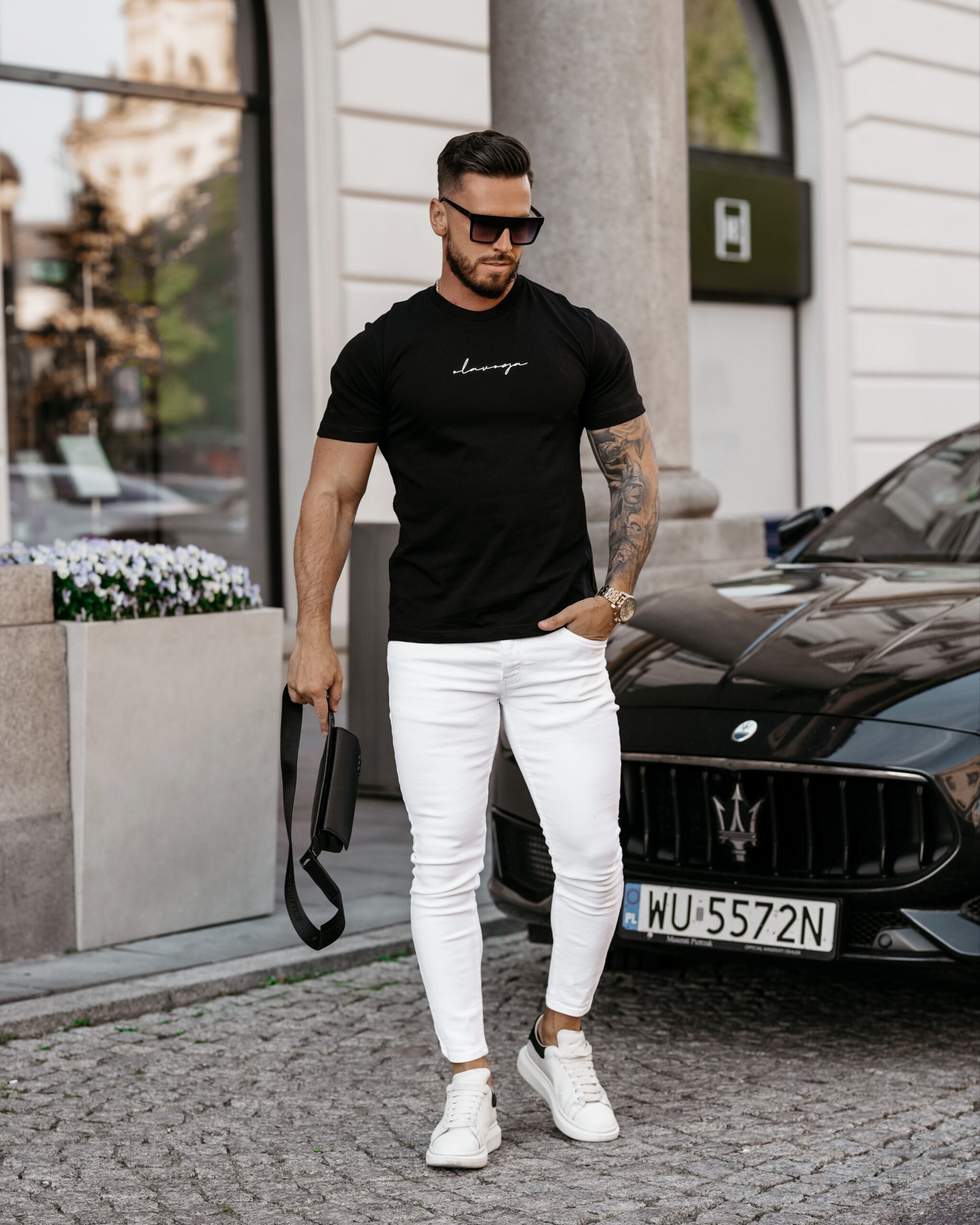 T-shirt bawełniany męski Slogen Ola Voga czarny T-shirt bawełniany męski Slogen Ola Voga czarny