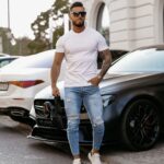 T-shirt bawełniany męski Slogen Ola Voga biały