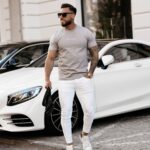 T-shirt bawełniany męski Slogen Ola Voga szary