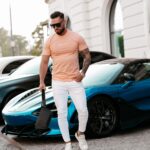 T-shirt bawełniany męski Slogen Ola Voga łososiowy