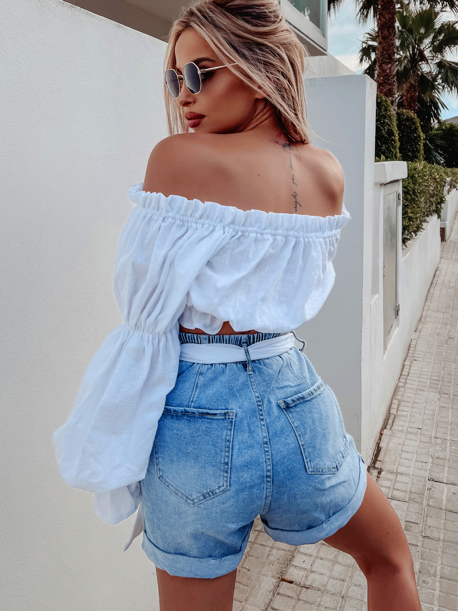 Spodenki szorty jeansowe z wyższym stanem Heidi 162 Ola Voga niebieskie