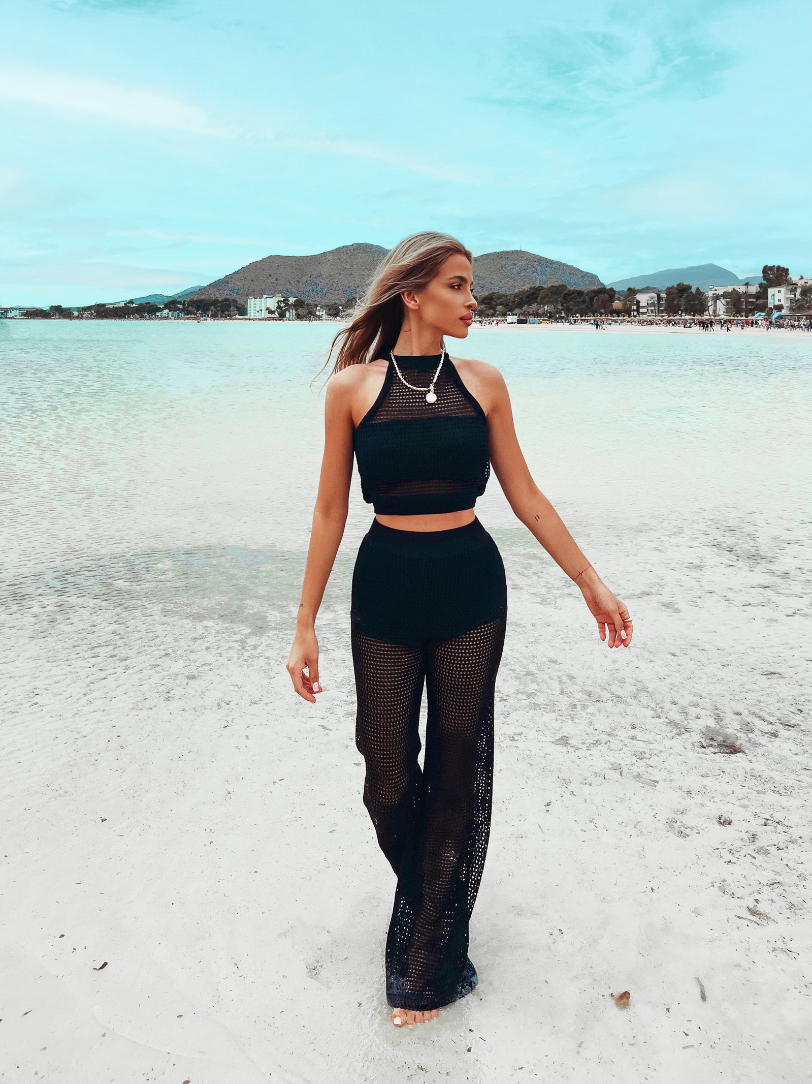 Komplet ażurowy dwuczęściowy boho Vero Ola Voga czarny Komplet ażurowy dwuczęściowy boho Vero Ola Voga czarny