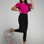 Bluzka wiązana NB Espalda amarantowa