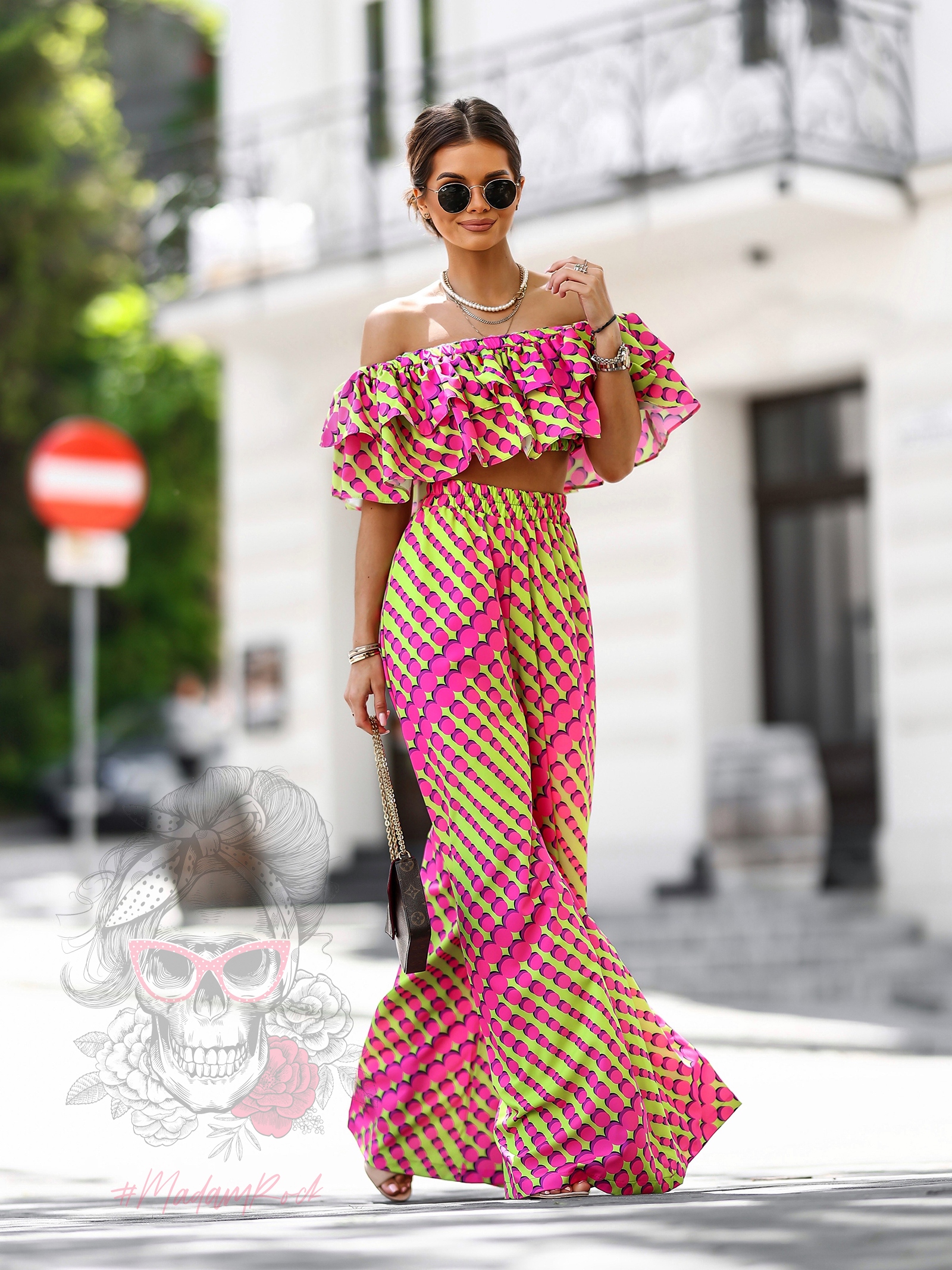 Komplet wakacyjny NB Sombrero różowo-limonkowy