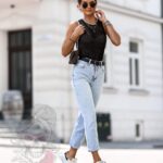 Top z siatki prążkowany Deger czarny