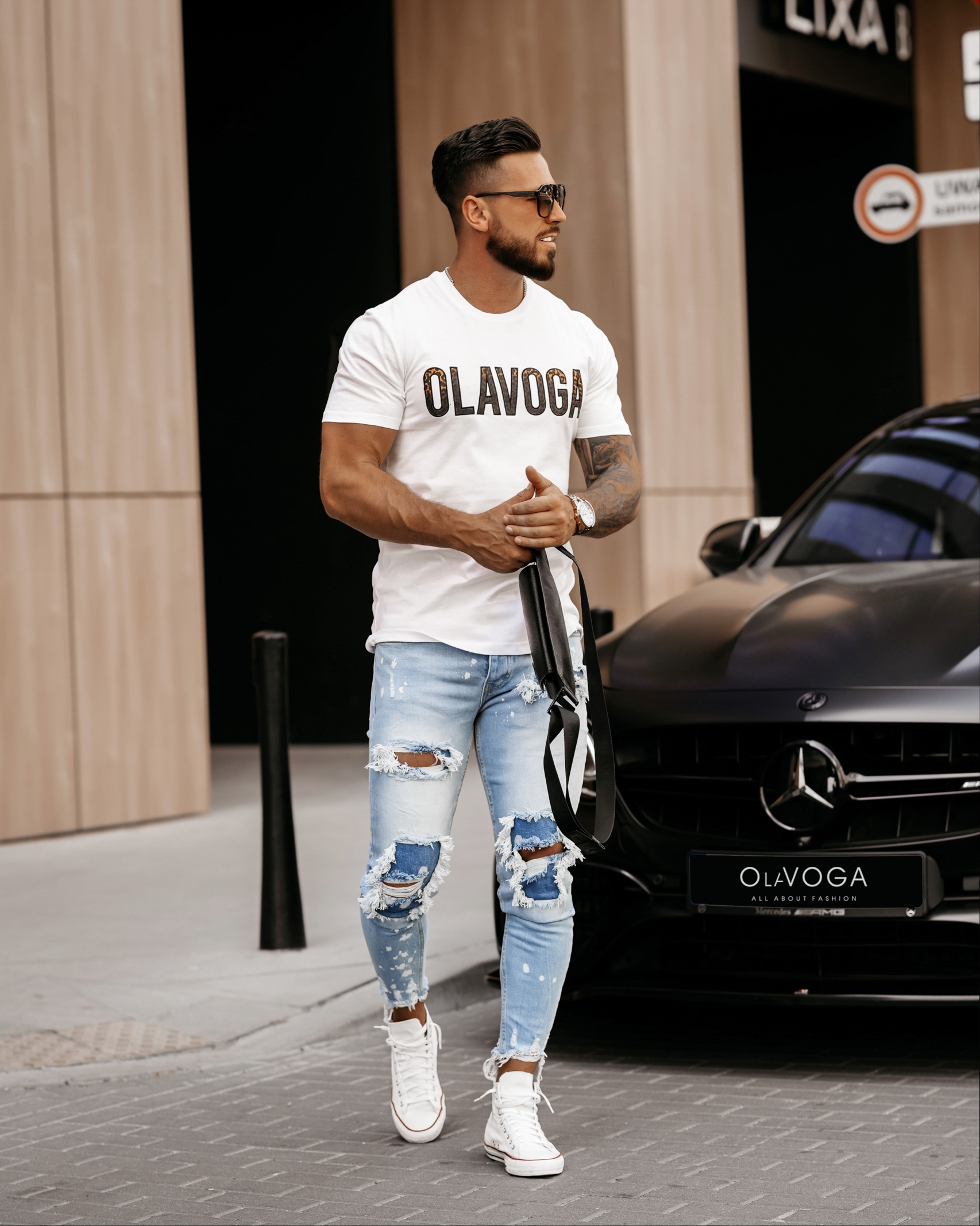 T-shirt bawełniany męski Amr 2023 Ola Voga biały